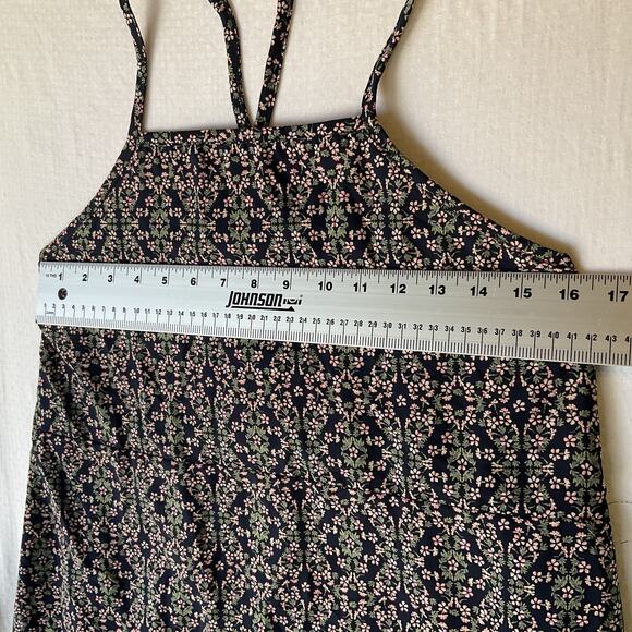 Paper Crane Women Dress L Navy Floral A-Line Sundress Sleeveless Knee Length - Picture 5 of 9